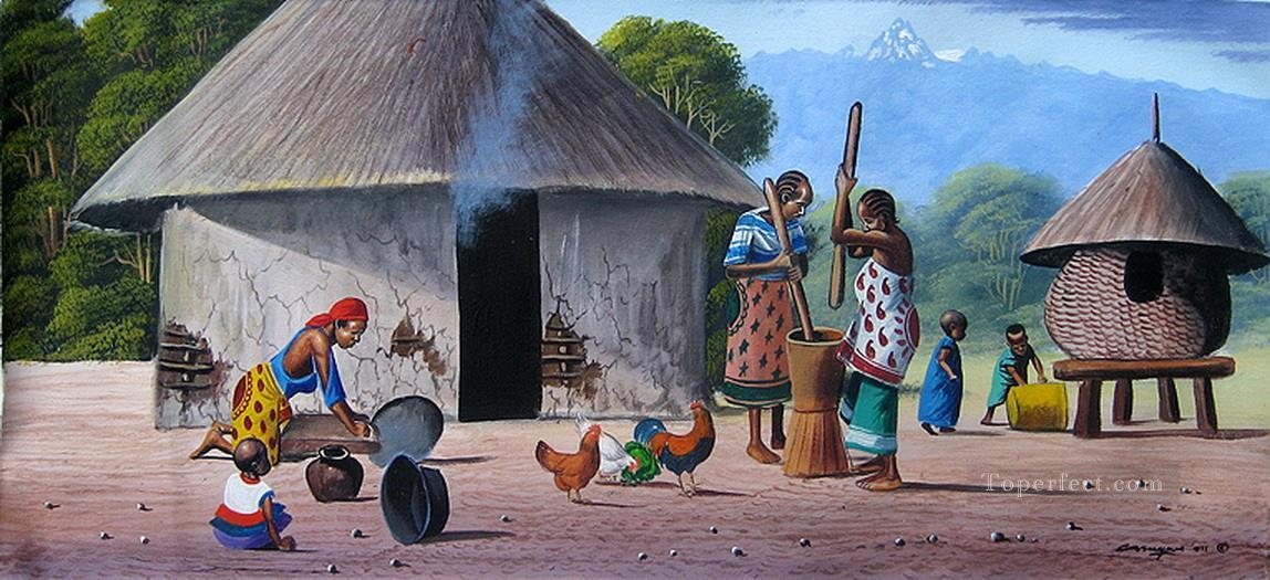 Mugwe Kikuyu Homestead de l’Afrique Peintures à l'huile